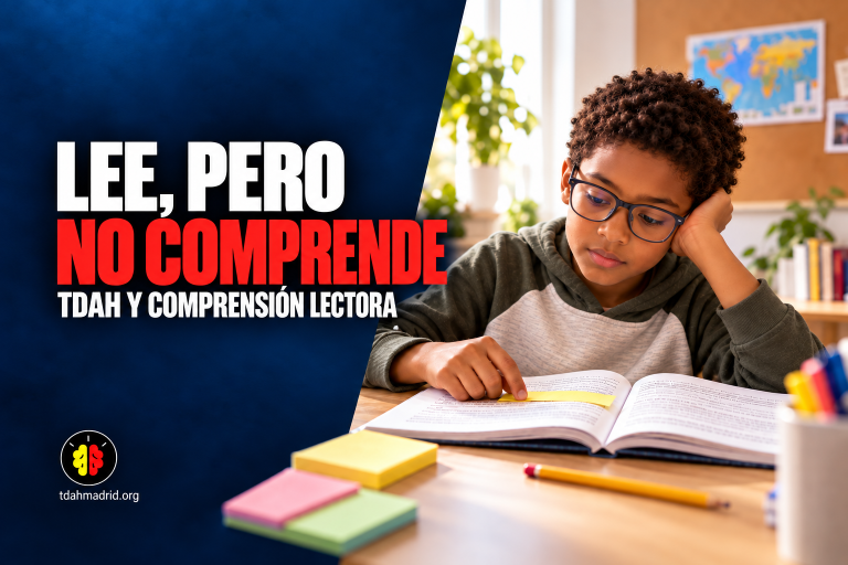 Niño con TDAH leyendo para comprender un texto paso a paso